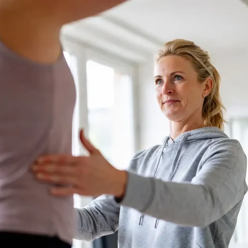 Fysiotherapeut van Melius Pijnzorg observeert en begeleidt patiënt bij houding en beweging